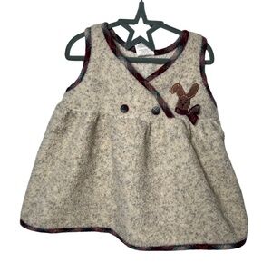 Vintage Knit Jumper Dress with Plaid Trim Size 12 Months